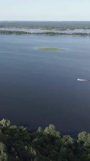 Vertical Video Aerial View of the Dnipro River  the Main River of Ukraine alt