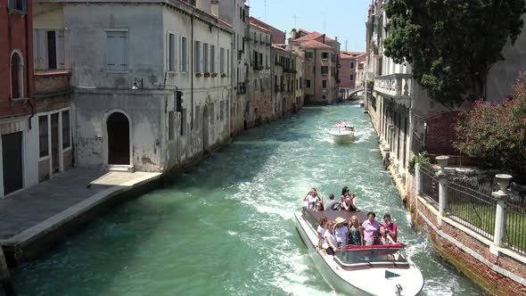 Panoramic view of Venice narrow from Bridge Foscari