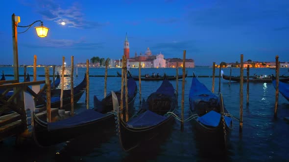 Gondolas in Lagoon of Venice, Italy alt