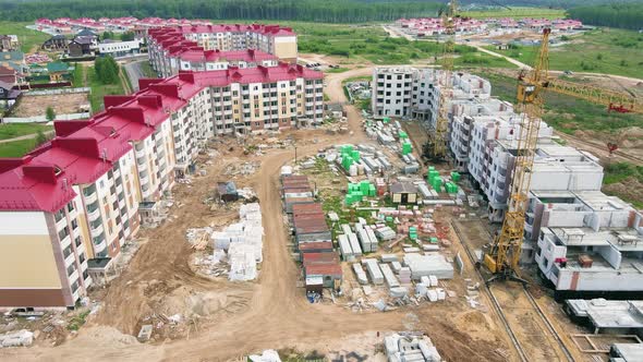 Modern Multistorey Building Under Construction Aerial View alt