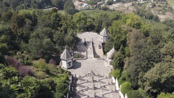 Magnificent staircase, Bom Jesus do Monte Catholic shrine, Portugal, Aerial alt