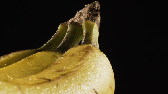 Three Banana Bunch Rotating On black. Slow motion, 60 fps alt