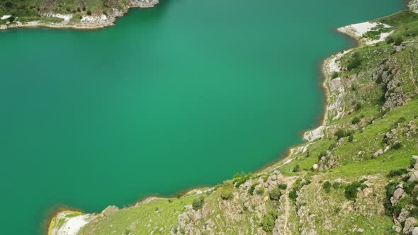 Lake Gizhgit in the Caucasus Mountains alt