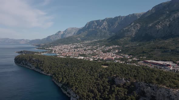 Aerial View of the City of Makarska in Croatia