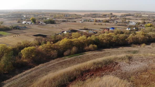 Beautiful Rural Autumn Landscape From a Height in Russia