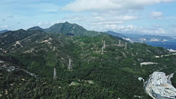 Castle Peak Mountain, Hong Kong, Beautiful Aerial Drone View alt