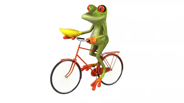 Fun frog on a bicycle - Digital animation alt