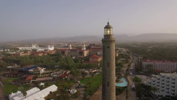 Aerial Scene of Tourist Town and Lighthouse. Maspalomas, Gran Canaria alt