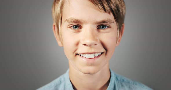 Portrait of Smiling Boy Isolated