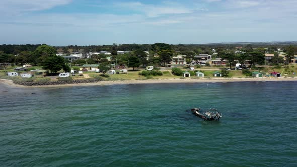 AERIAL Coastal Township Of Indented Head, Australia alt