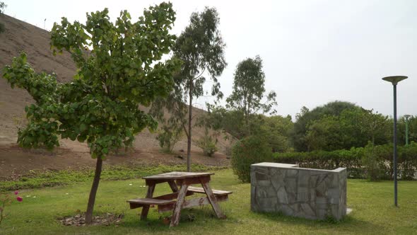Fixed shot of a rest stop in a nature trail in San Antonio, Cañete, Lima, Peru alt