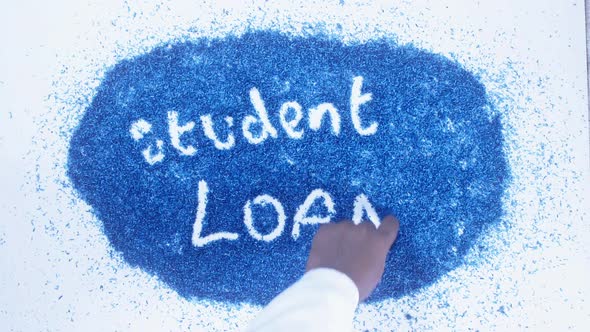 Blue Writing Student Loans