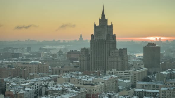 stunning view of winter Moscow and the Foreign Ministry building by ...