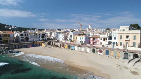 Drone Aerial Above Fishing Village In Spain