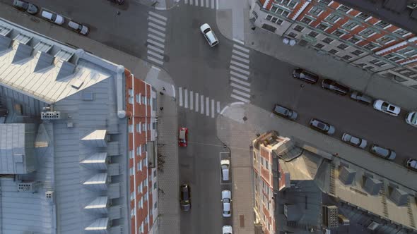 Aerial Top Down View of Street in Stockholm