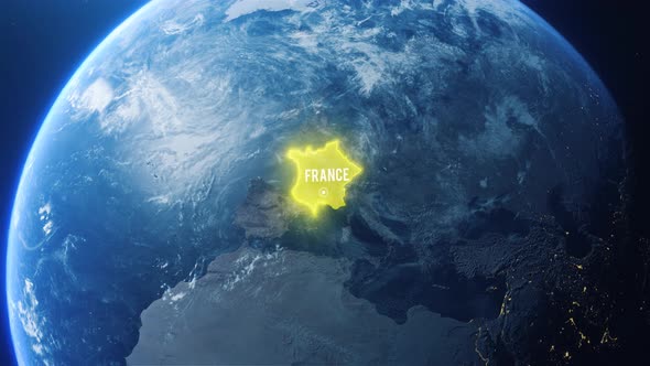 Earh Zoom In Space To France Country Alpha Output