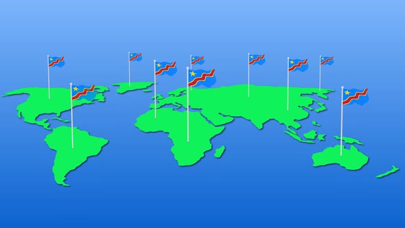 Flag Of Democratic Republic Of The Congo Around The World Flying Wave Animation alt