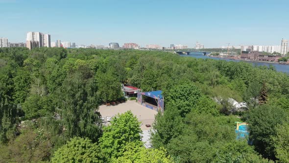 Top View of the Park Severnoye Tushino in Moscow, Russia.