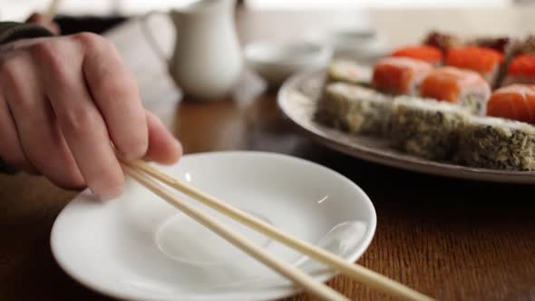 Japanese Sushi Rolls in a Cafe Restaurant alt