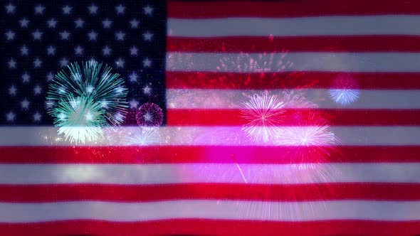 American Flag Waving Digital Dots Motion Design With The Fireworks