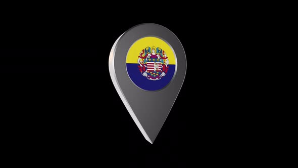 3d Animation Map Navigation Pointer With Flag Of Kosice (Slovakia) With Alpha Channel - 2K alt
