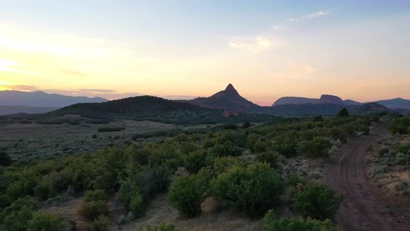 Stunning landscape And Scenic Ranges in zion national park During Sunset- Forward Aerial Shot alt