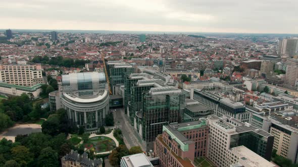 Aerial View of European Parliament in Brussels Capital of Belgium EU