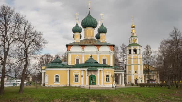 View of orthodox church in Uglich Kremlin. Russia
