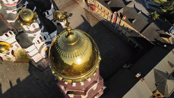Beautiful Orthodox New Athos Monastery with Golden Domes in the New Athos alt