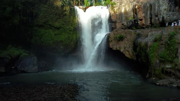 Epic Tegenungan waterfall aerial alt