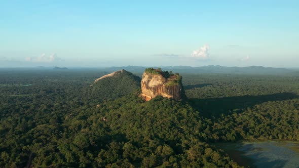 Aerial View Of Sigiriya Rock Fortress On Lion Rock During Sunset