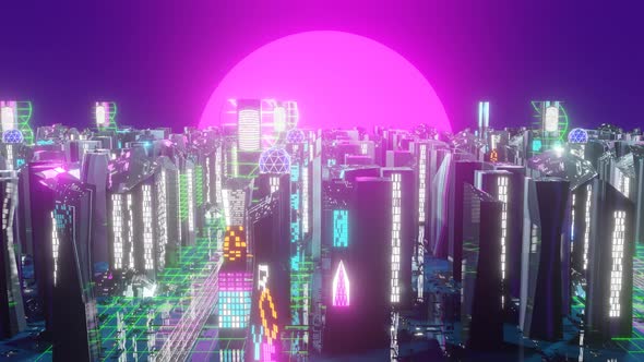 Futuristic Night City Buildings