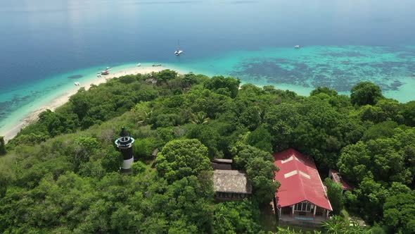 reveal shot of a tropical island in the Indian Ocean near Madagascar alt