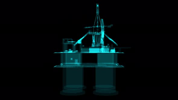 Xray 3d Hologram of Offshore Oil Platform