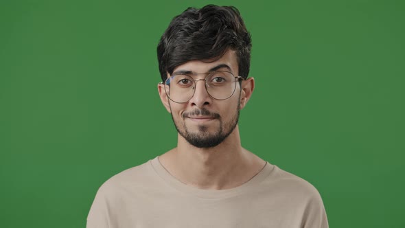 Portrait Happy Human Face Male Portrait Arab Indian Handsome Smart Guy Smiling Looking at Camera alt