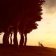 Disabled Man in Wheelchair at Sunset Landscape and Young Daughter Helping Him - VideoHive Item for Sale