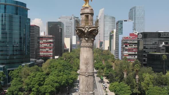 Aerial Shot Angel De La Independencia - Fly Mexico City Angel Of Independence alt
