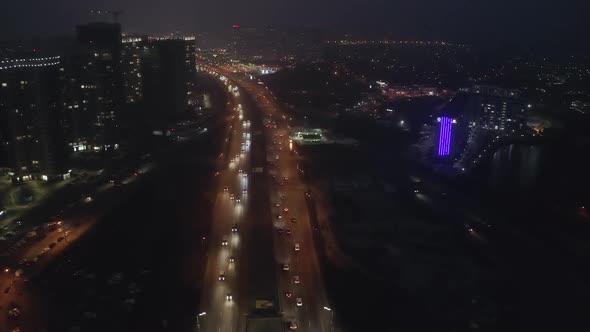 Rising Drone Shot Reveals Spectacular Elevated Highway, Bridges, Transportation