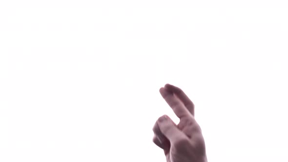 Person does hand gesture with bright white backdrop 41 alt
