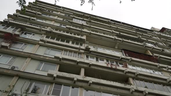 The Facade of a Highrise Residential Building with Unusual Balconies