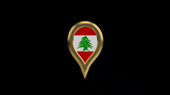 Lebanon 3D Rotating Location Gold Pin Icon alt