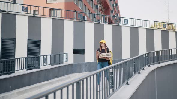 Online Grocery Shopping Delivery Young Married Woman Works As Courier Online alt