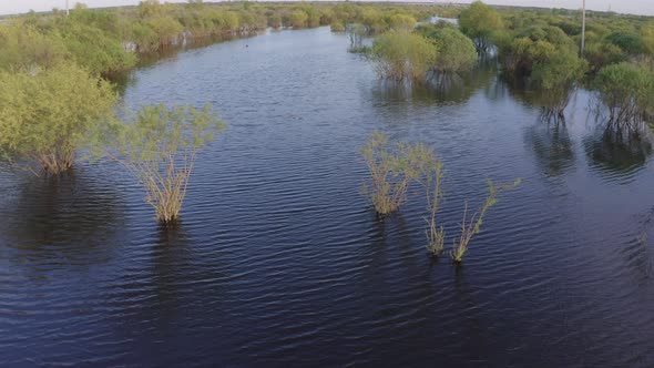 Aerial Drone Footage of High Water in Spring Time