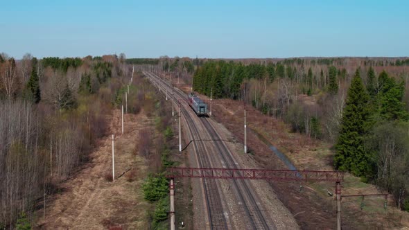 A Train with One Passenger Car Train Car Wagon Travels Among the Forest alt