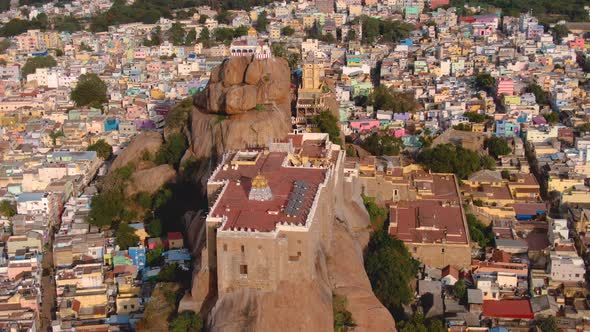 Rock fort in Trichy, India, 4k aerial footage alt