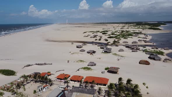 Brazilian landmark rainwater lakes and sand dunes. Lencois Maranhenses Brazil. alt