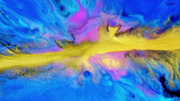 Gold Blue Color Fluid Art alt