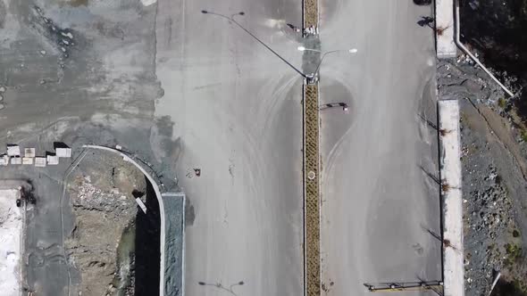 Aerial drone view top of the road alt