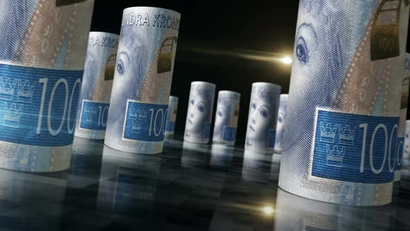 Swedish Krone money banknotes rolls seamless loop alt