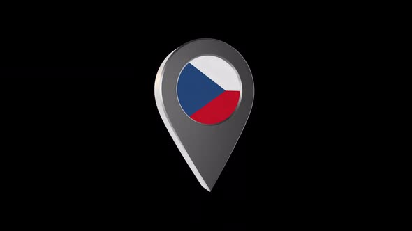 3d Animation Map Navigation Pointer With Czech Republic Flag With Alpha Channel  - 2K alt